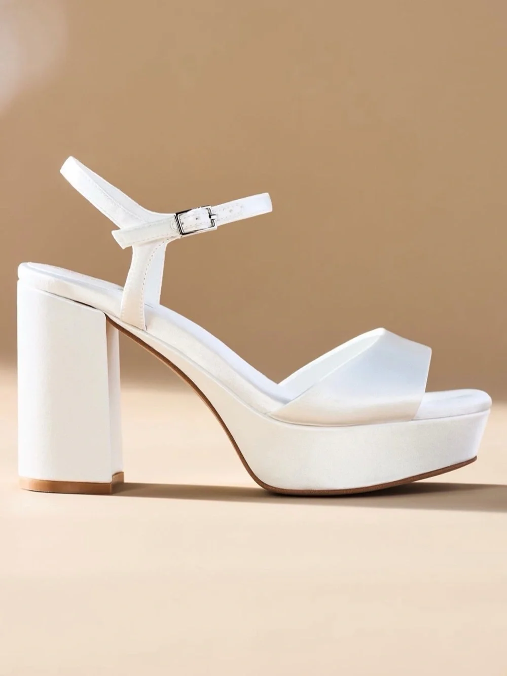 Jeffrey Campbell White Platform Block Heel Sandals with Ankle Strap